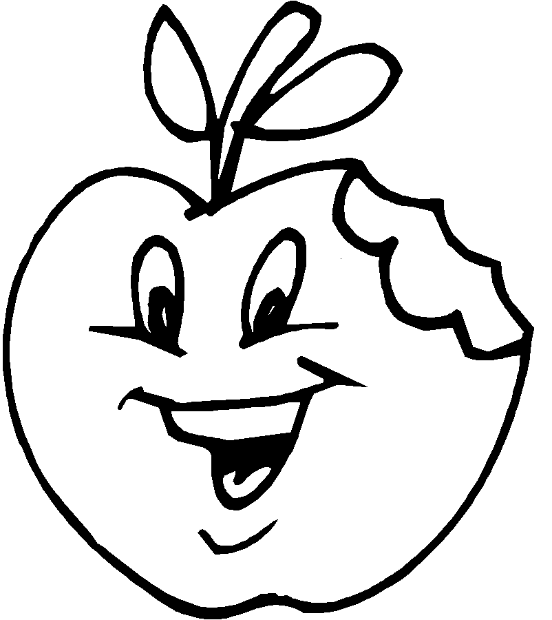 Malvorlage Apfel mit Gesicht